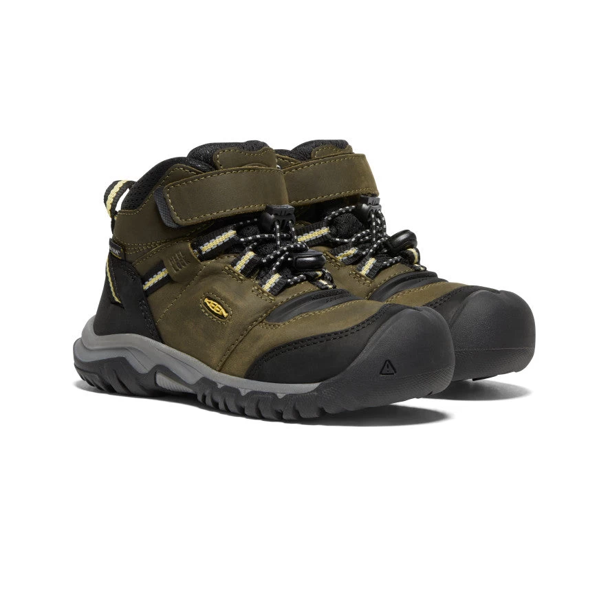Keen Little Kids' Ridge Flex Waterproof Boot | Dark Olive/Dusky Citron 4 Keen Little Kids' Ridge Flex Waterproof Boot | Dark Olive/Dusky Citron - Image 2